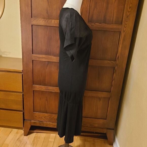 Athe Vanessa Bruno Flutter Sleeve Black Dress - Picture 5 of 8